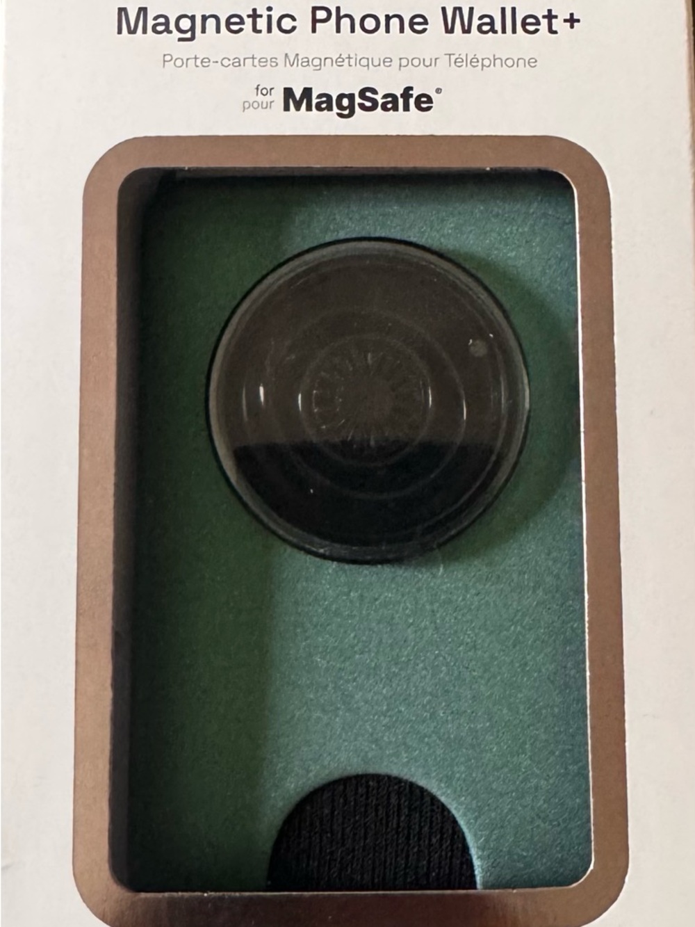 PopSocket Magnetic Phone Wallet+ in Black with Green Insert